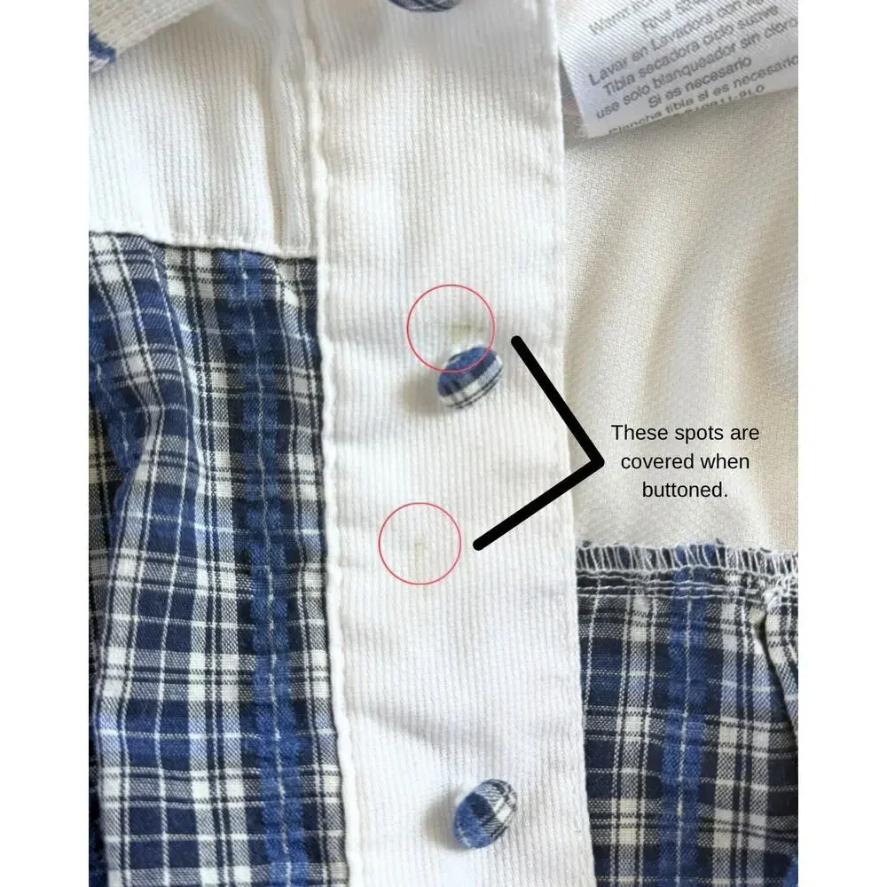 VTG Small Steps Baby Boy Nautical Romper 24M Blue Plaid Button Bubble Shortall